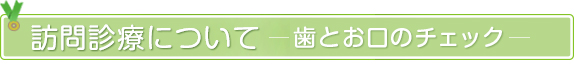 訪問診療についてー歯とお口のチェックー